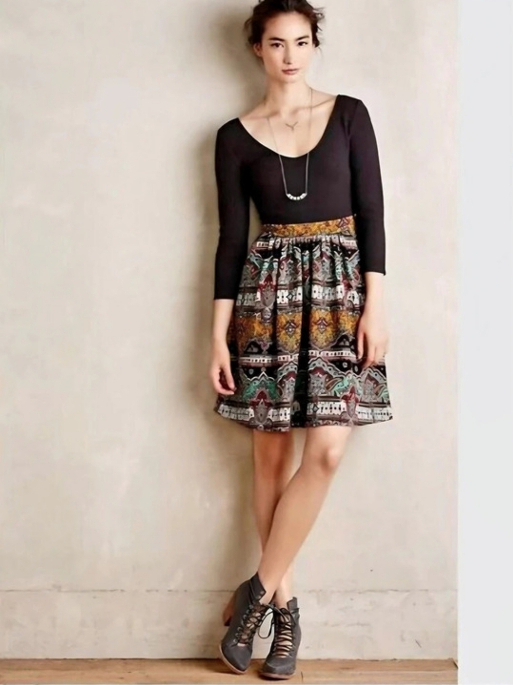 Maeve for Anthropologie Boho Paisley Mixed Media Arborea Dress Size 0